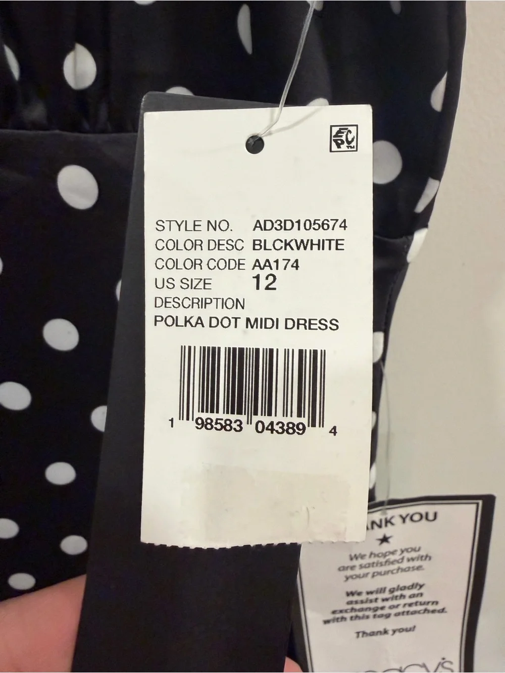 Adrianna Papell Black White Satin Polka Dot Midi Dress size 12 NWT - Picture 5 of 9